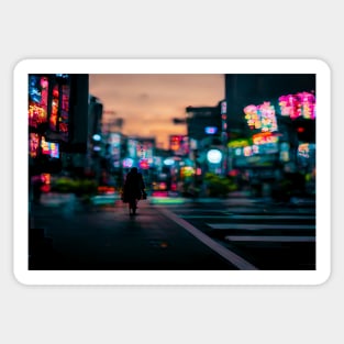 Tokyo City Street View With Neon signs / Tokyo, Japan Sticker